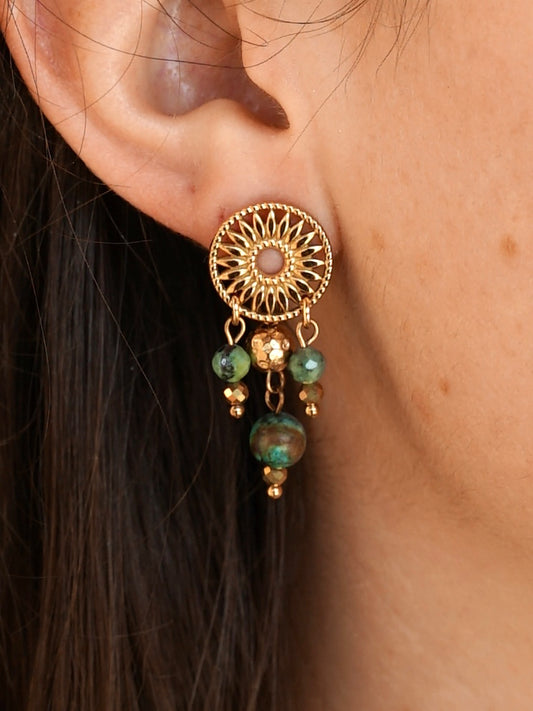 Mandala Ohrringe Türkis gold