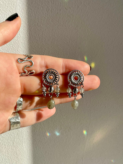 Mandala Earrings Labradorite