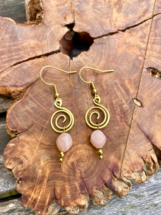 Spiral Ohrringe Mondstein gold