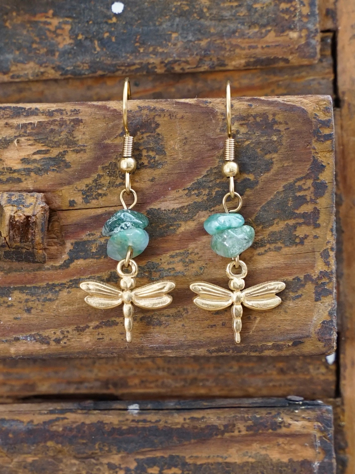 Libellen Ohrringe Achat gold