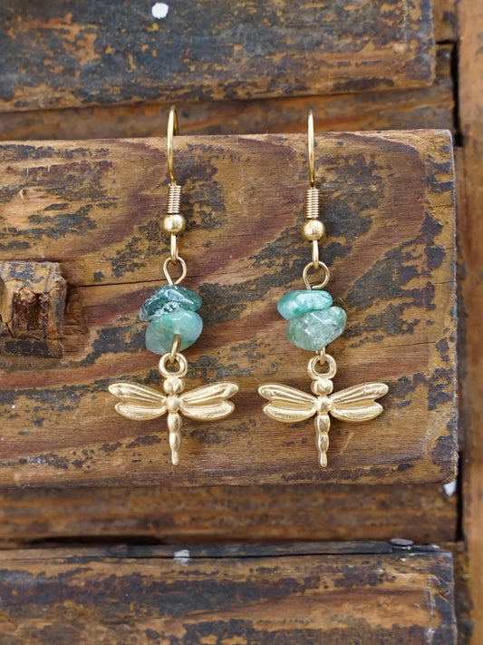 Libellen Ohrringe Achat gold