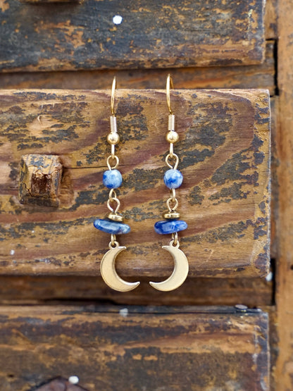 Lunea Sodalite Gold Earrings