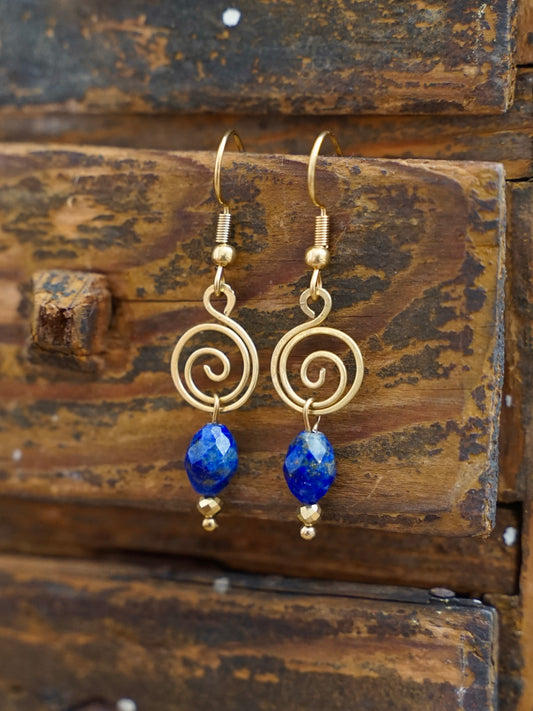Spiral Ohrringe Lapis Lazuli gold