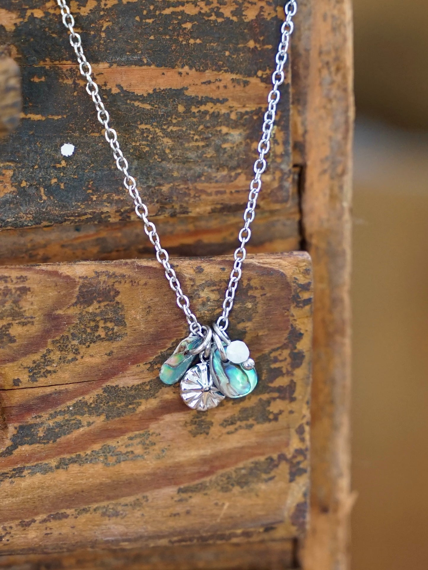 Muschel Kette Mondstein silber