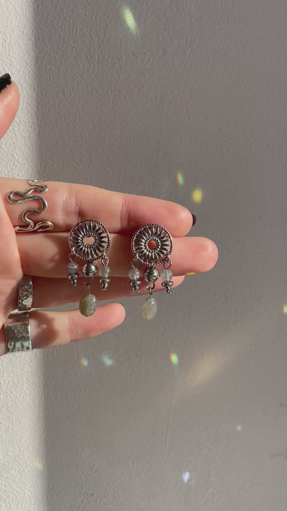 Mandala Earrings Labradorite