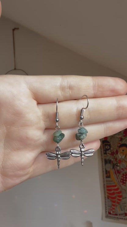 Libellen Ohrringe Achat silber