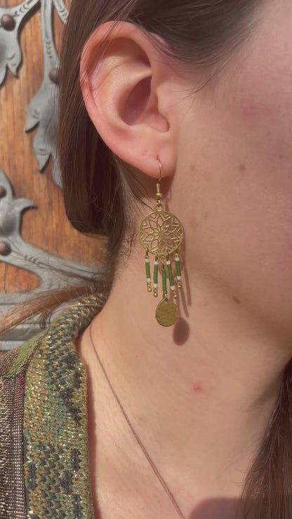 Dreamcatcher Earrings Green